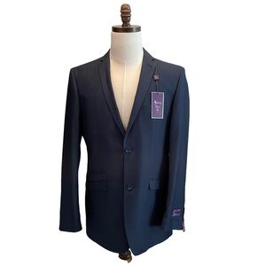 VINCI Italian Suit Jacket Blazer Blue Pinstripe Size 40L NWT Super 150s Zegna